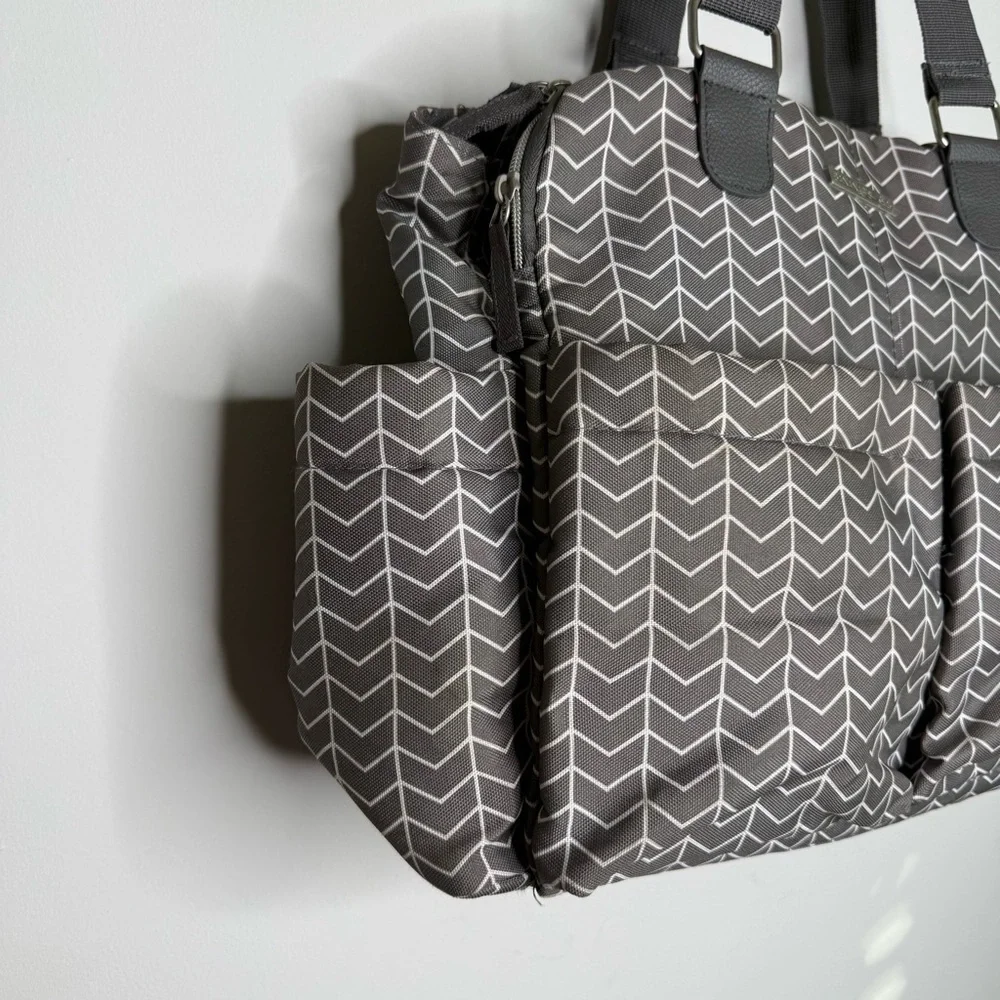 Banana Fish Stylish Gray Chevron Women's diaper Bag